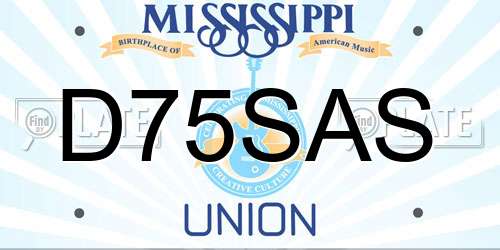 D75SAS Mississippi License Plate