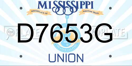 D7653G Mississippi License Plate