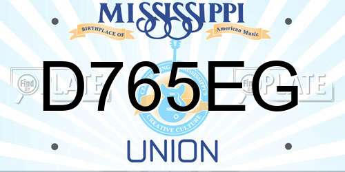 D765EG Mississippi License Plate