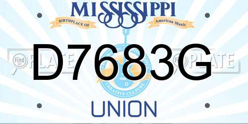 D7683G Mississippi License Plate