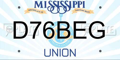 D76BEG Mississippi License Plate