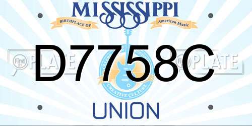 D7758C Mississippi License Plate