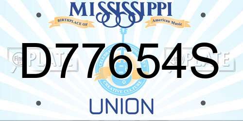 D77654S Mississippi License Plate