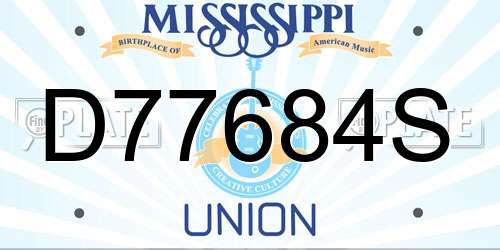 D77684S Mississippi License Plate