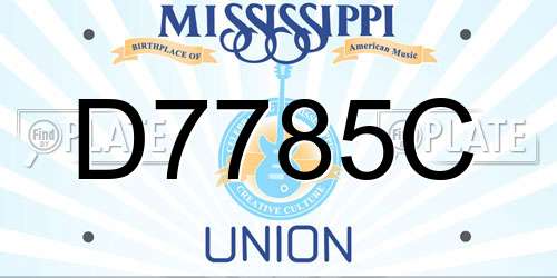 D7785C Mississippi License Plate