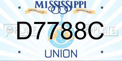 D7788C Mississippi License Plate