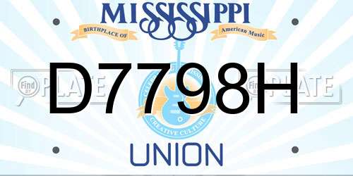D7798H Mississippi License Plate