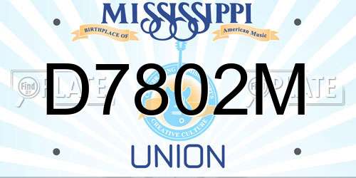 D7802M Mississippi License Plate