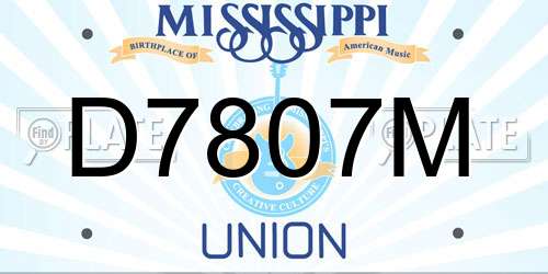 D7807M Mississippi License Plate