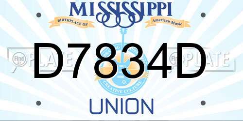 D7834D Mississippi License Plate