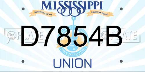 D7854B Mississippi License Plate