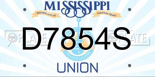 D7854S Mississippi License Plate