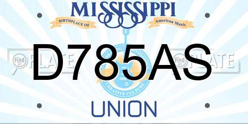 D785AS Mississippi License Plate