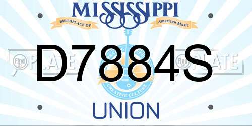 D7884S Mississippi License Plate