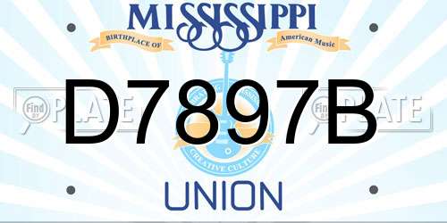 D7897B Mississippi License Plate