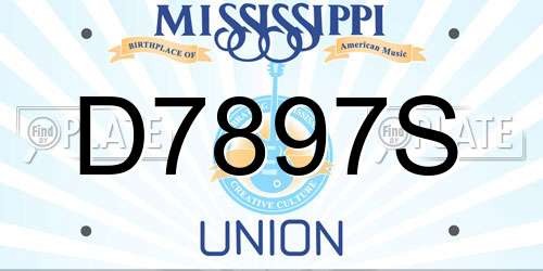 D7897S Mississippi License Plate