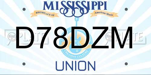 D78DZM Mississippi License Plate