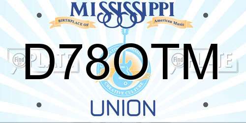 D78OTM Mississippi License Plate