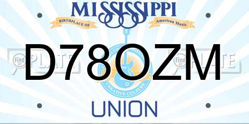 D78OZM Mississippi License Plate