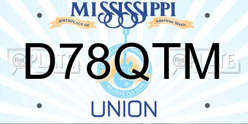 D78QTM Mississippi License Plate
