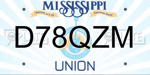 D78QZM Mississippi License Plate