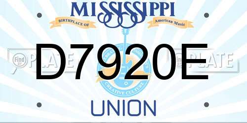 D7920E Mississippi License Plate