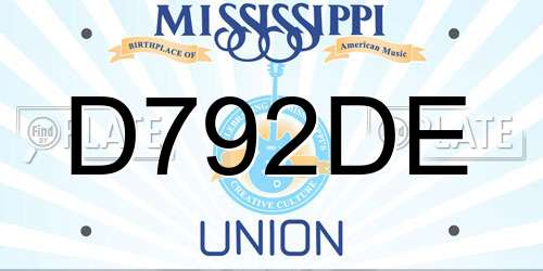 D792DE Mississippi License Plate