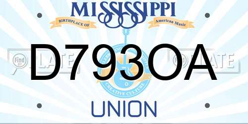 D793OA Mississippi License Plate