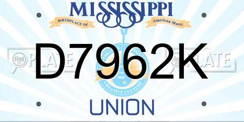 D7962K Mississippi License Plate