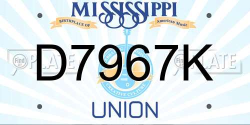 D7967K Mississippi License Plate