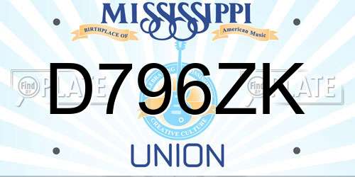 D796ZK Mississippi License Plate
