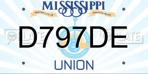 D797DE Mississippi License Plate