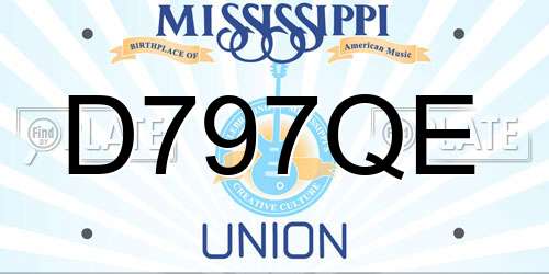 D797QE Mississippi License Plate