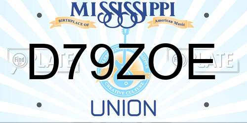 D79ZOE Mississippi License Plate