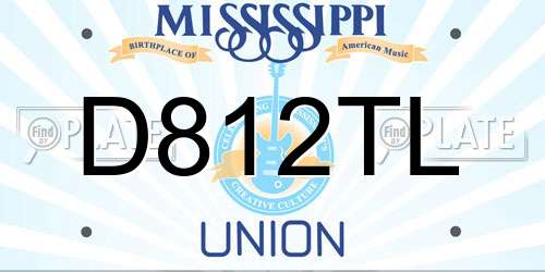 D812TL Mississippi License Plate