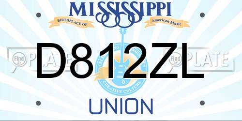 D812ZL Mississippi License Plate