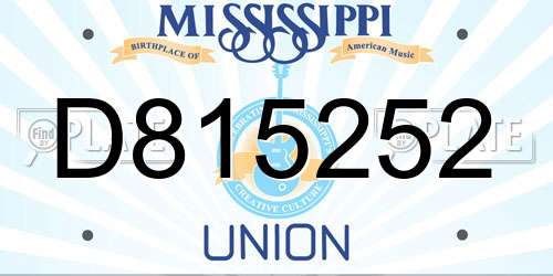 D815252 Mississippi License Plate