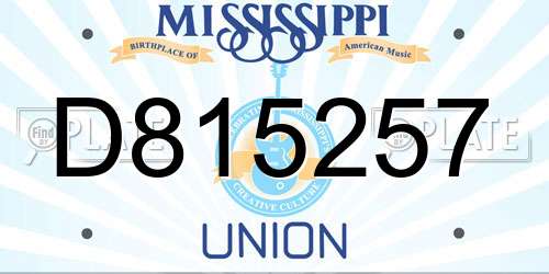D815257 Mississippi License Plate