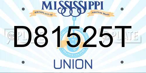 D81525T Mississippi License Plate