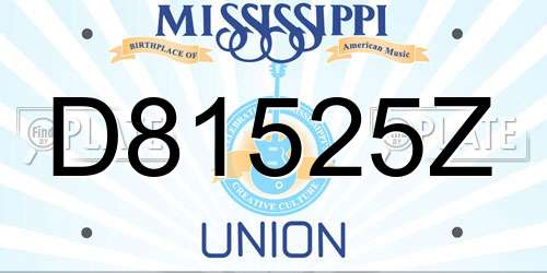 D81525Z Mississippi License Plate