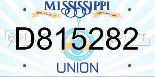 D815282 Mississippi License Plate