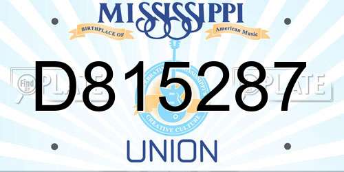 D815287 Mississippi License Plate