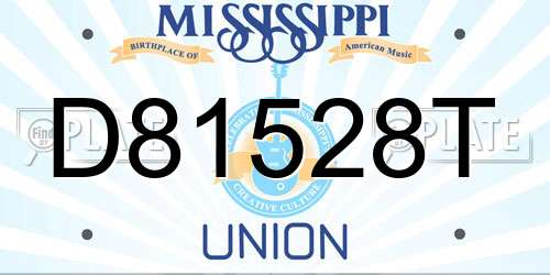 D81528T Mississippi License Plate