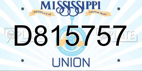 D815757 Mississippi License Plate