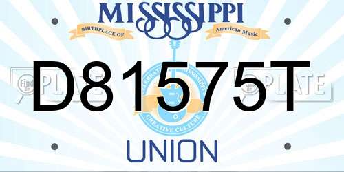 D81575T Mississippi License Plate