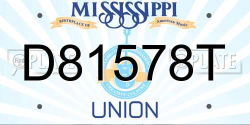 D81578T Mississippi License Plate