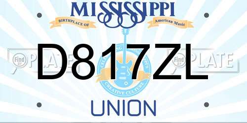 D817ZL Mississippi License Plate