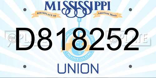 D818252 Mississippi License Plate
