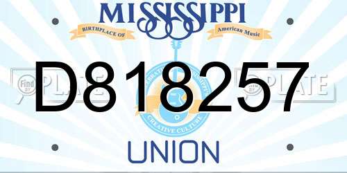 D818257 Mississippi License Plate