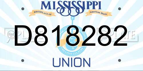 D818282 Mississippi License Plate